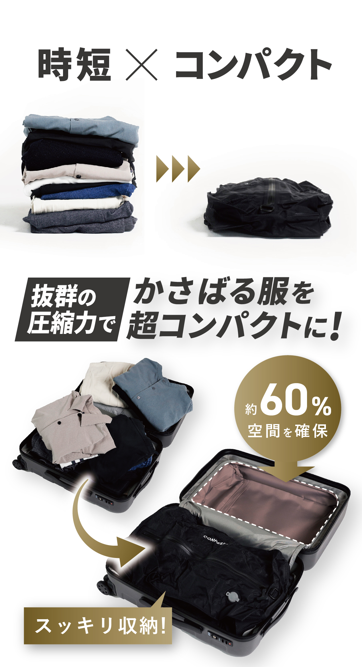 圧縮袋 圧縮 旅 出張 ビジネス コンパクト 大容量