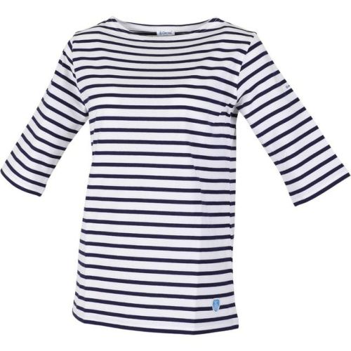 ボートネック5分袖Tシャツ レディース Ｔシャツ ホワイト×マリン #OR-C0136 BFJ WHITE×MARINE