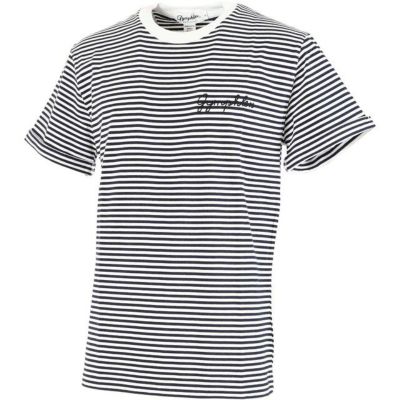 刺繍ロゴTシャツ メンズ 半袖Tシャツ ホワイト×ニューネイビー #J-1155