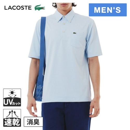 【未使用】ラコステ UVカットマイクロチェックポロシャツ 黒 US Mサイズ LACOSTE [クーポンで20%OFF]ラコステ/LACOSTE 消臭・速乾・UV