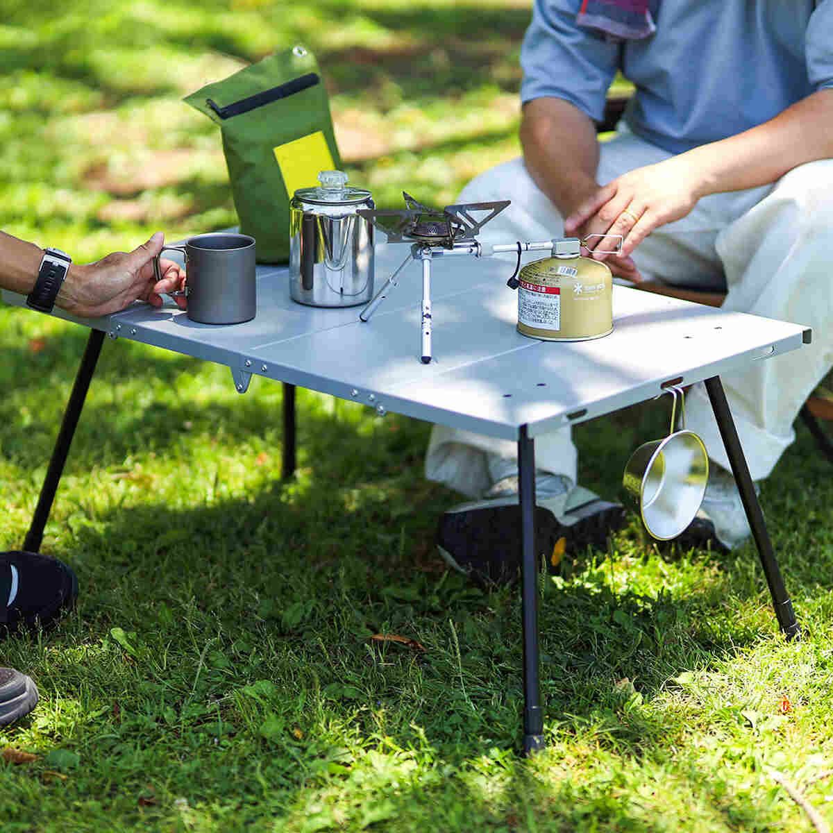 4つ折りテーブル family シルバー QC-4FT80 | スポーツ＆レジャー専門