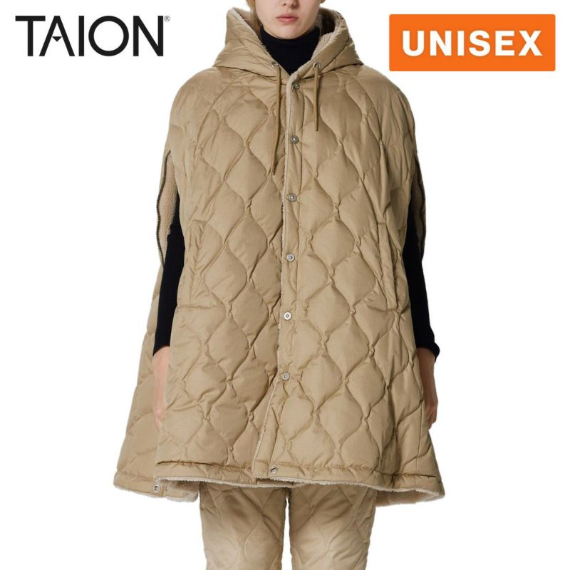 TAION CPML-1 ダウンケープ ベージュ Amazon | [TAION] ユニセックス ミリタリー ダウンケープ TAION-CPML-1