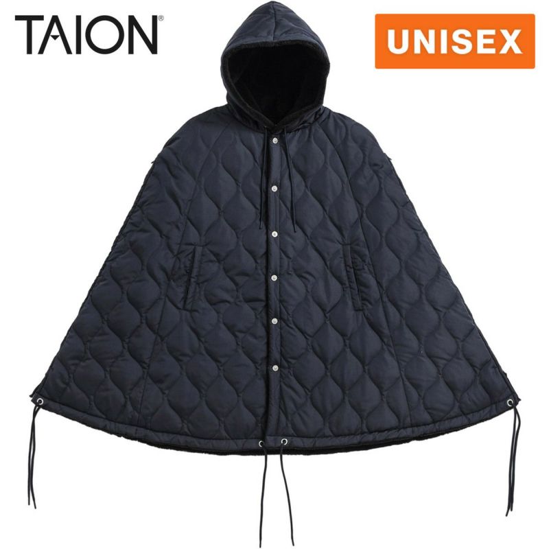 新品TAION ミリタリー ダウンケープ ダークネイビー×ブラック ミリタリー ダウンケープ メンズ レディース ウェア TAION-CPML-1