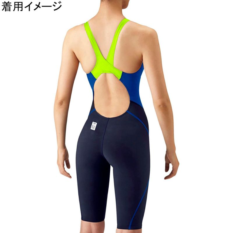 アリーナ ガールズ用　競泳水着　ハーフスパッツ（ネイビー/ブルー/イエロー・サイズ：130cm） ARN1010WJ-NVBU-130返品種別B ハーフスパッツオープンバック レディース 競泳水着 ネイビー×ブルー