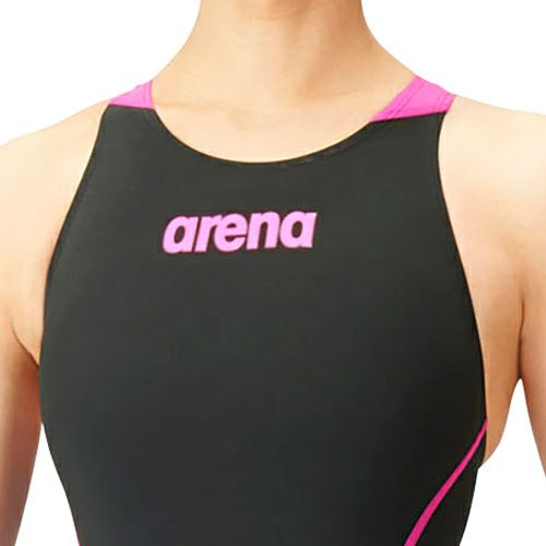 ハーフスパッツオープンバック レディース 競泳水着 ブラック×ブラック