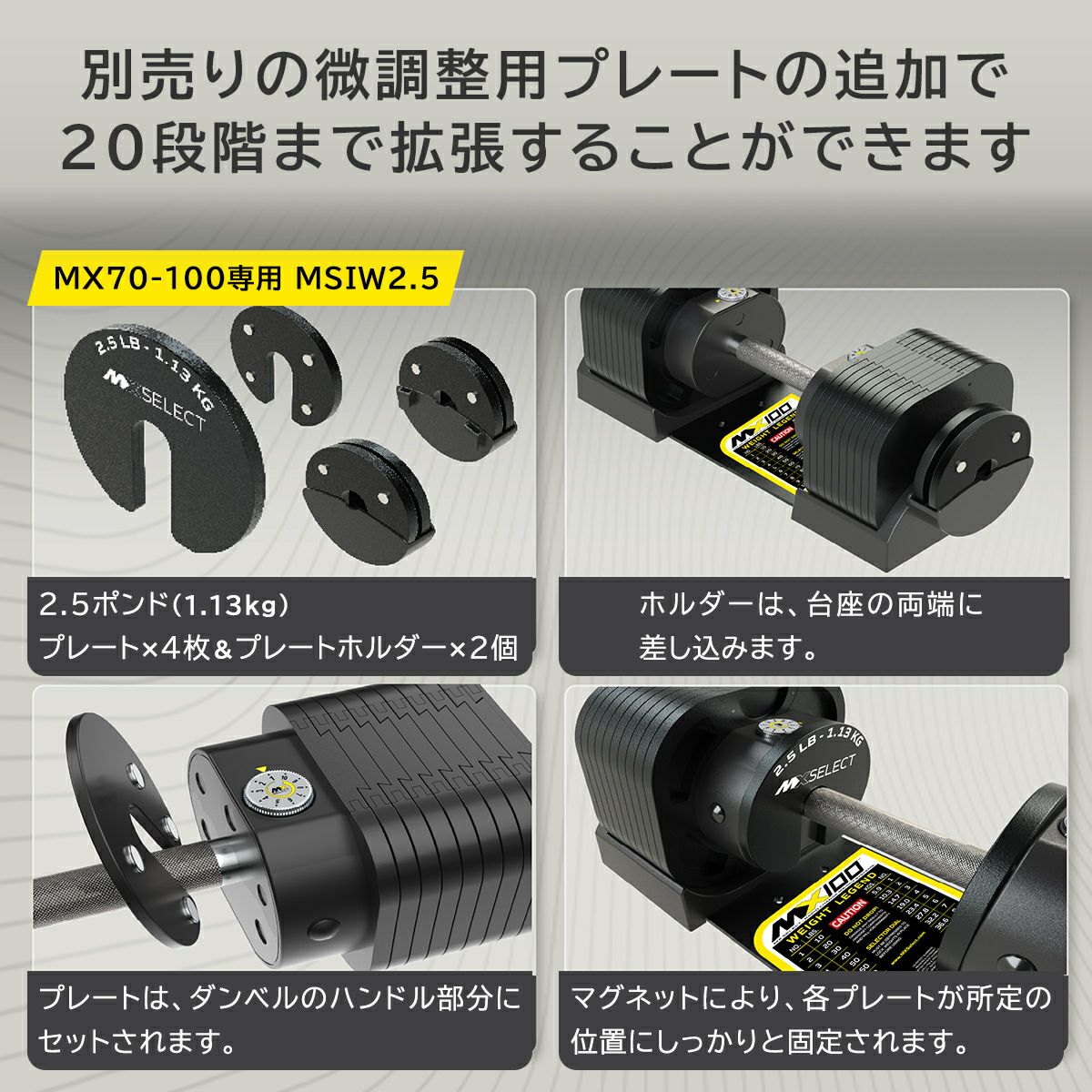 MX EVO 可変式ダンベル ラバーハンドル 2点セット 【5.9～32.2kg 7段階