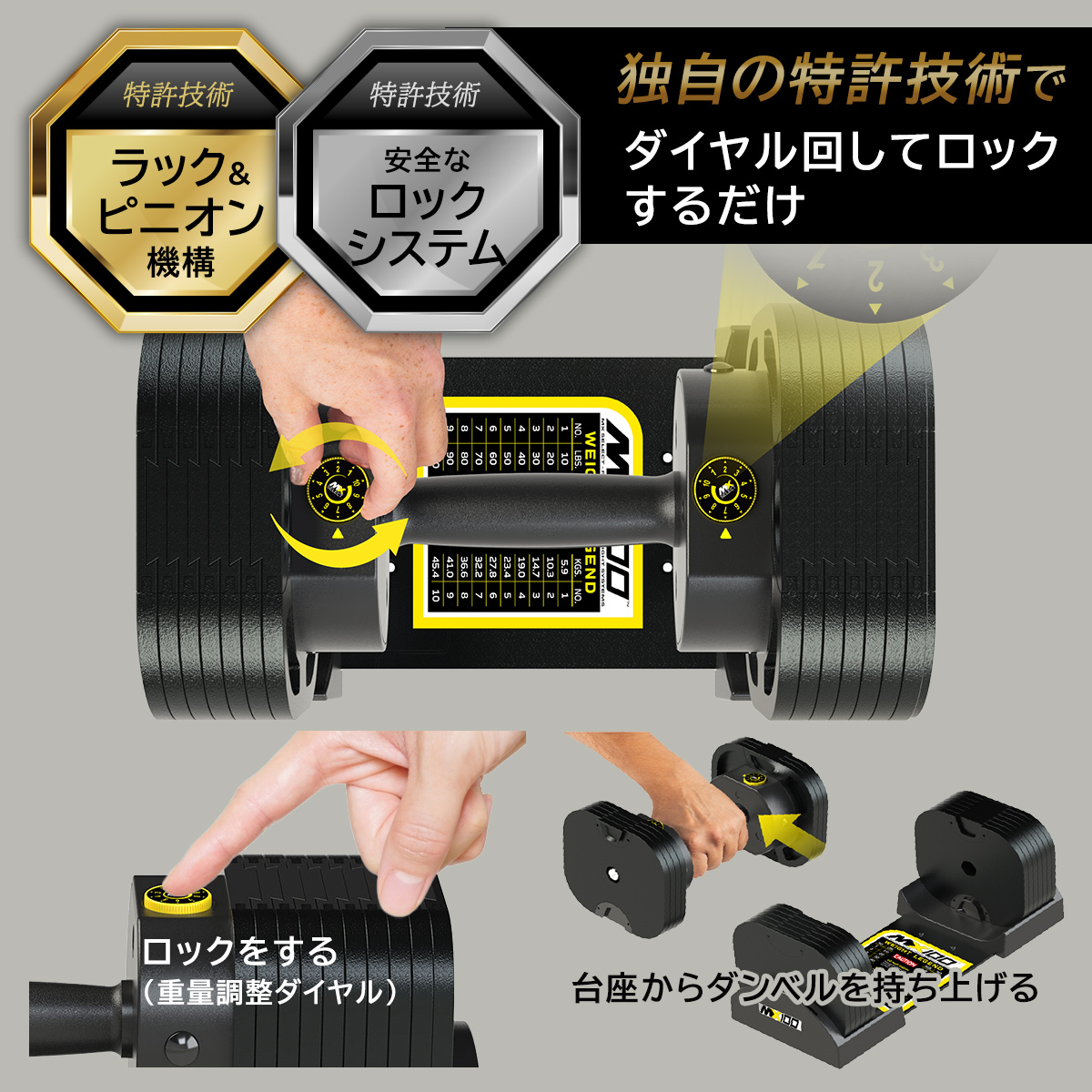 MX EVO 可変式ダンベル スチールハンドル 2点セット 【5.9～32.2kg 7