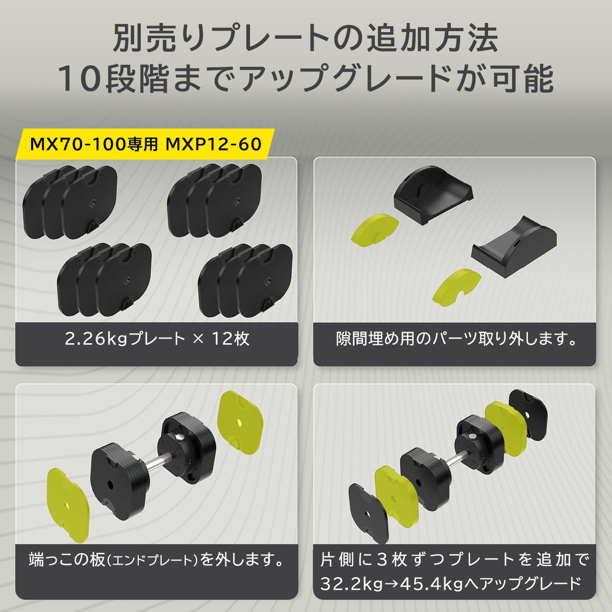 MX EVO ダンベルセット 可変式ダンベル ラバーハンドル 2点セット