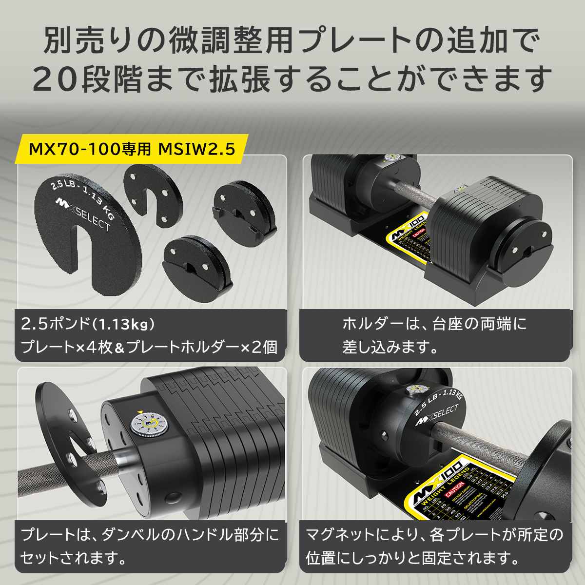 MX EVO ダンベルセット 可変式ダンベル スチールハンドル 2点セット